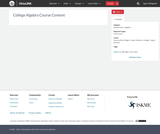 College Algebra Course Content