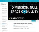 Dimension of the null space or nullity