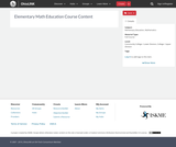 Elementary Math Education Course Content Elementary Math Education Course Content