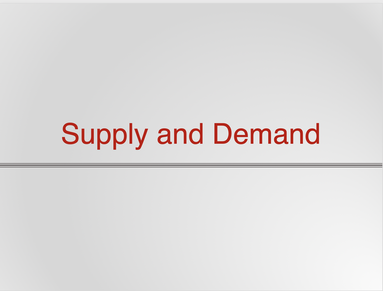 Supply, Demand and Market Equilibrium Resources